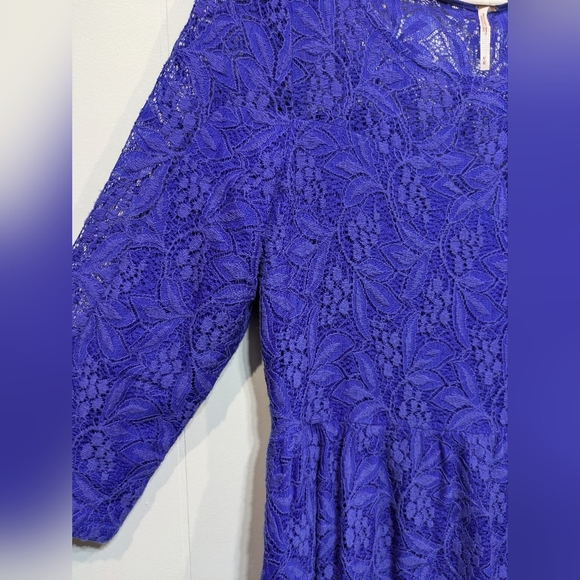 Free People Shake It Up Lace Dress‎ In Blue Size Medium Spring Summer - Picture 2 of 8
